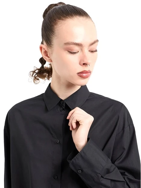 CAMICIA CON RETRO PLISSETTATO DONNA NERO