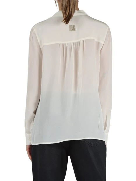 BLUSA CON SCOLLO A V E COLLETTO IN VISCOSA DONNA BIANCO