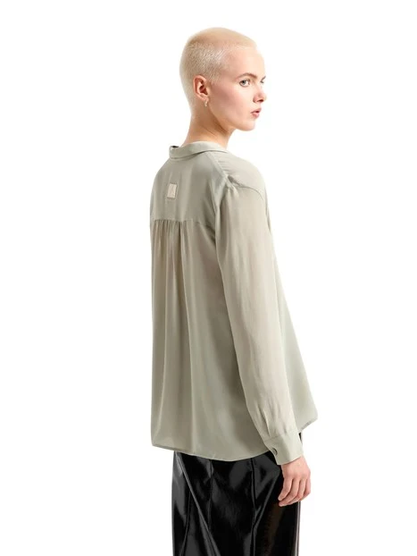 BLUSA CON SCOLLO A V E COLLETTO IN VISCOSA DONNA GRIGIO