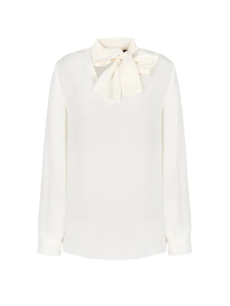 BLUSA CON CRAVATTA AL COLLO DONNA BIANCO