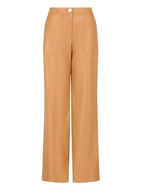 PANTALONI PALAZZO IN ECOPELLE DONNA CUOIO