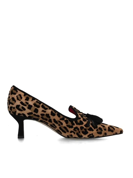 DÉCOLLETÉ CON TACCO LEOPARDATI CAMOSCIO DONNA MARRONE