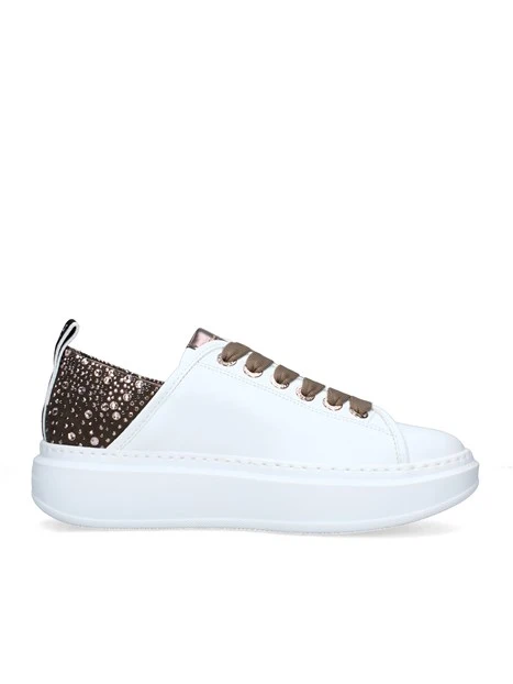 SNEAKERS PLATFORM WEMBLEY CON STRASS DONNA BIANCO BRONZO