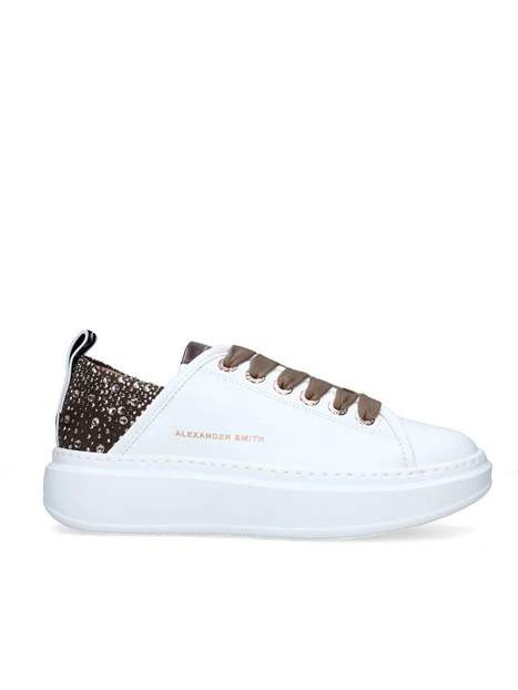 SNEAKERS PLATFORM WEMBLEY CON STRASS DONNA BIANCO BRONZO