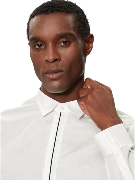 CAMICIA ELEGANTE SLIM FIT CON RIGA NERA UOMO BIANCO