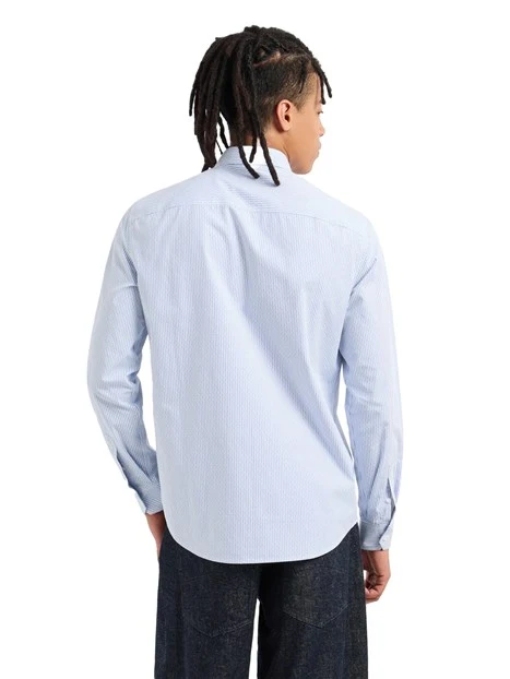 CAMICIA ELEGANTE CON RIGHE PURO COTONE UOMO BIANCO