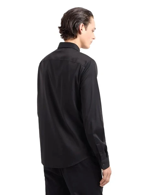 CAMICIA CON LOGO RICAMATO SUL PETTO UOMO NERO