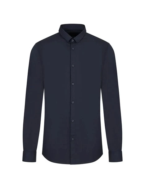 CAMICIA CON LOGO RICAMATO SUL PETTO UOMO BLU