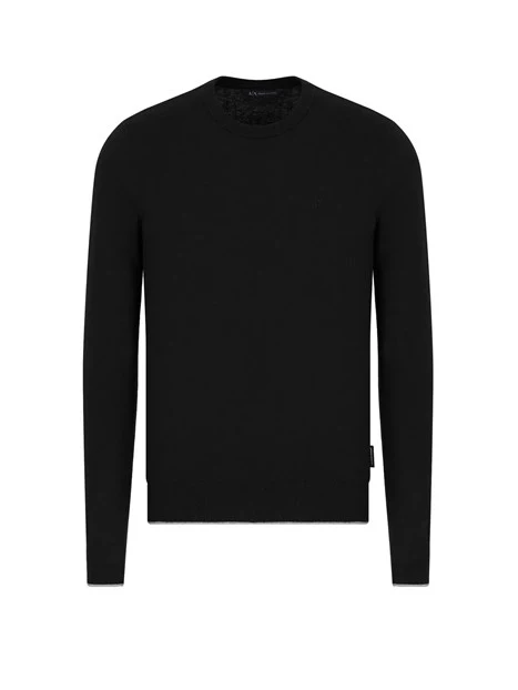 MAGLIA GIROCOLLO COTONE E CASHMERE UOMO NERO