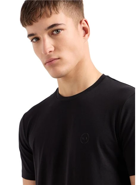 T-SHIRT MANICA CORTA CON LOGO CIRCOLARE UOMO NERO