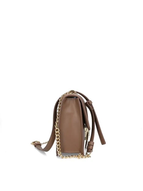 BORSA A SPALLA MESSENGER CON CATENA DORATA DONNA BEIGE