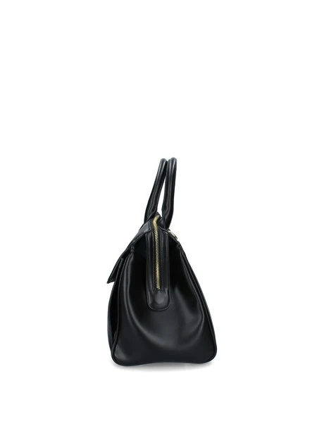 BORSA SHOPPING CON INSERTI A CONTRASTO DONNA NERO