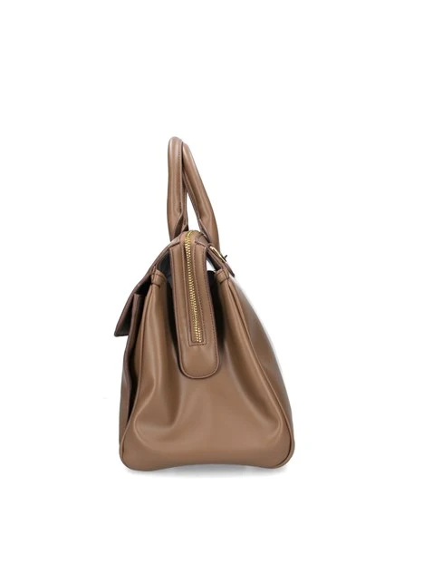 BORSA SHOPPING CON INSERTI A CONTRASTO DONNA BEIGE