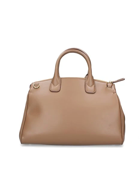 BORSA SHOPPING CON INSERTI A CONTRASTO DONNA BEIGE