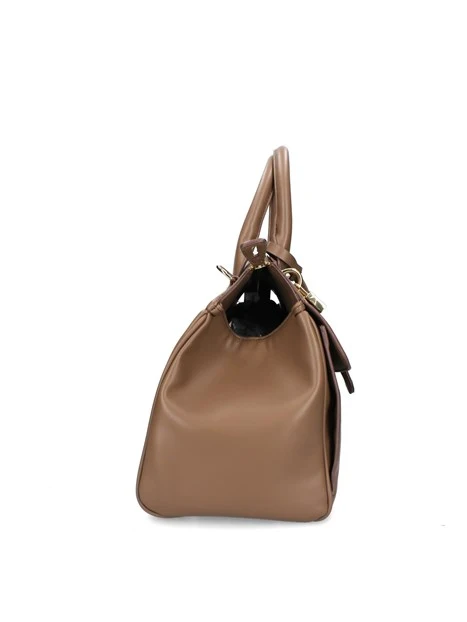 BORSA SHOPPING CON INSERTI A CONTRASTO DONNA BEIGE