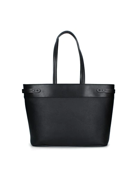 BORSA SHOPPING CON FIBBIE DONNA NERO