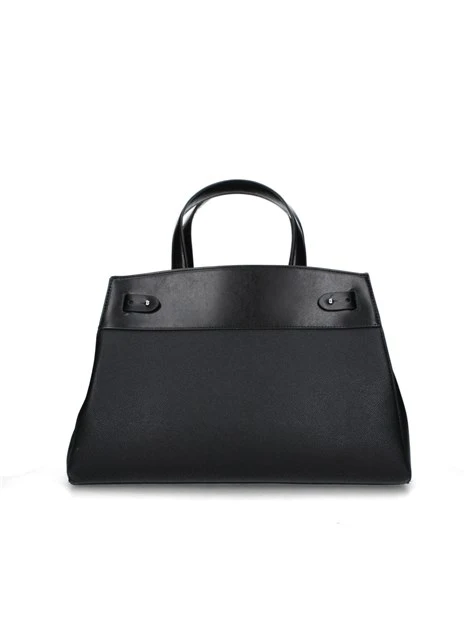 BORSA SHOPPING CON INSERTI ARGENTO DONNA NERO