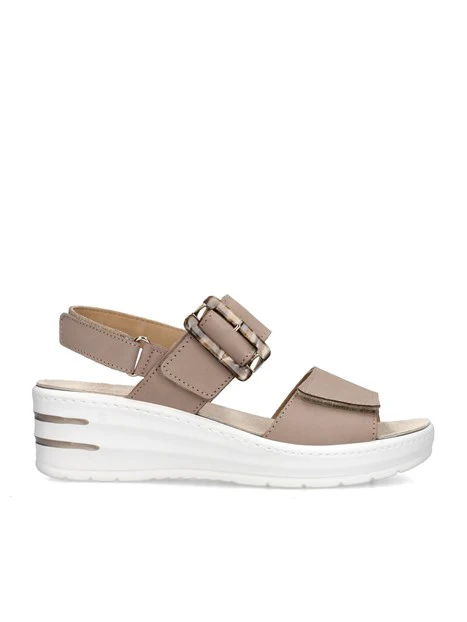 SANDALI CON ZEPPA DONNA BEIGE SCURO