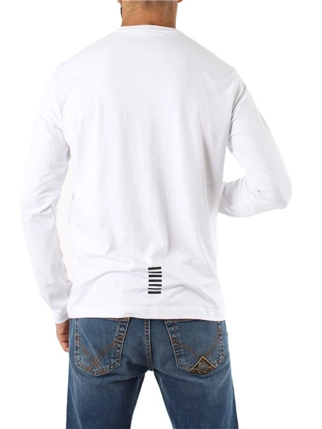 T-SHIRT MANICA LUNGA CON STAMPA LOGATA UOMO BIANCO