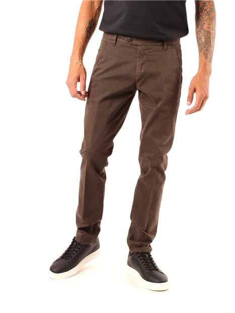 PANTALONI CHINO ADERENTI UOMO MARRONE SCURO