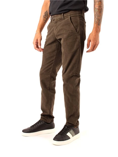 PANTALONI CHINO IN VELLUTO UOMO MARRONE