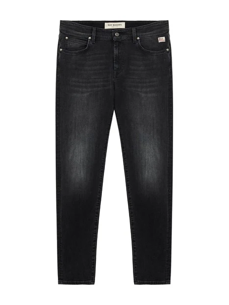 JEANS SLIM FIT CINQUE TASCHE CON BOTTONI LOGATI UOMO NERO