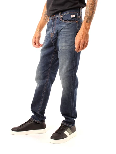 JEANS SLIM FIT CINQUE TASCHE CON LOGO UOMO BLU