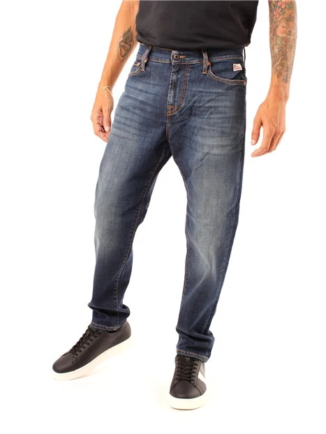 JEANS SLIM FIT CINQUE TASCHE CON LOGO UOMO BLU