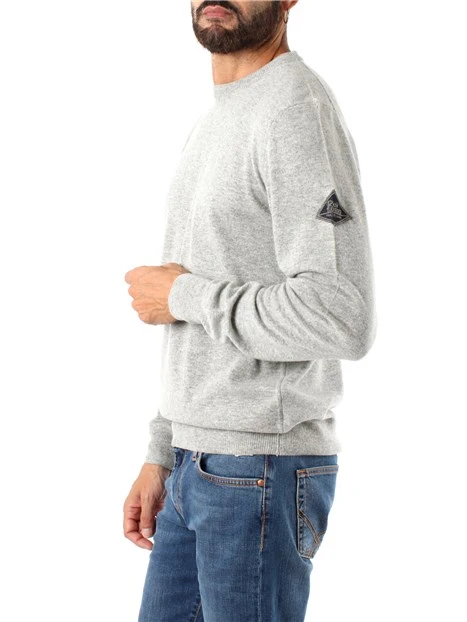 MAGLIA GIROCOLLO CON LOGO MISTO LANA E CASHMERE UOMO GRIGIO