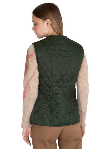 GILET IMBOTTITO CON RIVESTIMENTO PILE DONNA VERDE