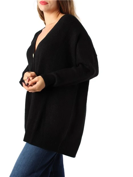 CARDIGAN CON BOTTONI IN MISTO VISCOSA DONNA NERO