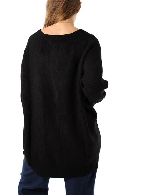 CARDIGAN CON BOTTONI IN MISTO VISCOSA DONNA NERO