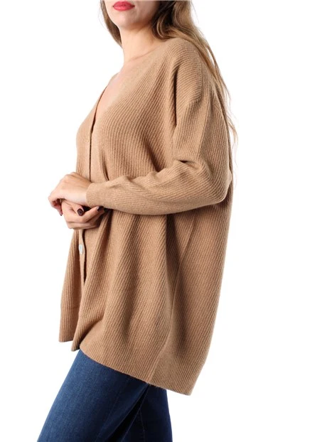 CARDIGAN IN MISTO VISCOSA DONNA BEIGE