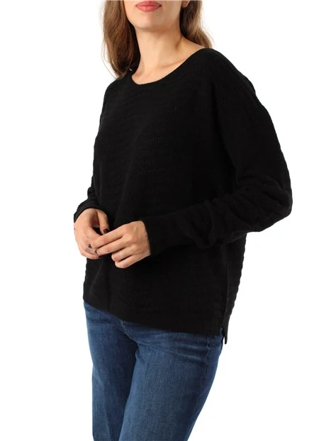 MAGLIA GIROCOLLO IN MISTO VISCOSA DONNA NERO