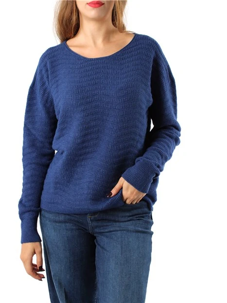 MAGLIA GIROCOLLO IN MISTO VISCOSA CON TRAMA DONNA BLU