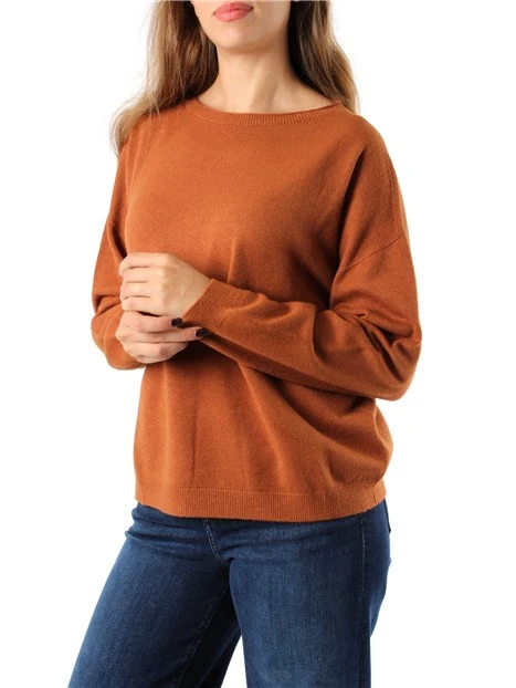 MAGLIA GIROCOLLO IN MISTO VISCOSA DONNA CUOIO