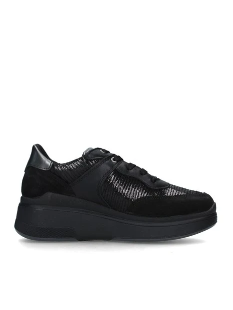 SNEAKERS PLATFORM IN PELLE SCAMOSCIATA DONNA NERO