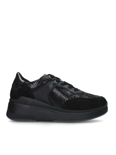 SNEAKERS PLATFORM IN PELLE SCAMOSCIATA DONNA NERO