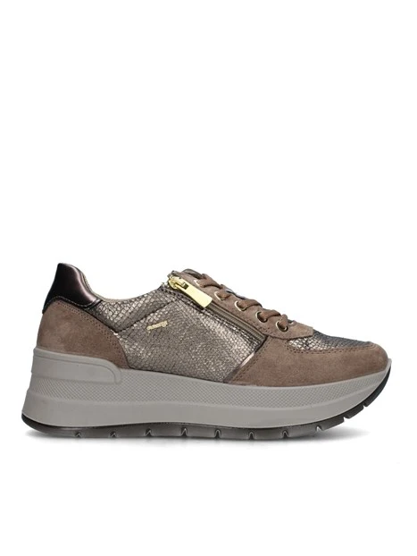 SNEAKERS PLATFORM IN PELLE E CAMOSCIO DONNA BEIGE