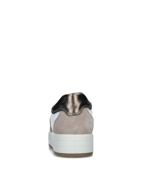 SNEAKERS BASSE CON GIOIELLO IN PELLE SCAMOSCIATA DONNA BIANCO