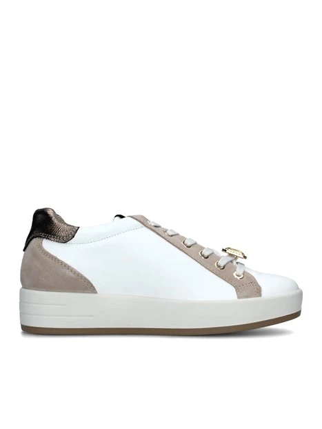 SNEAKERS BASSE CON GIOIELLO IN PELLE SCAMOSCIATA DONNA BIANCO