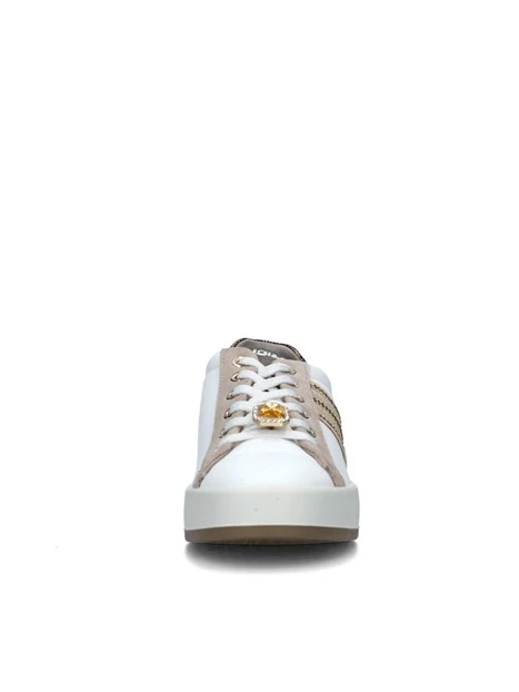 SNEAKERS BASSE CON GIOIELLO IN PELLE SCAMOSCIATA DONNA BIANCO