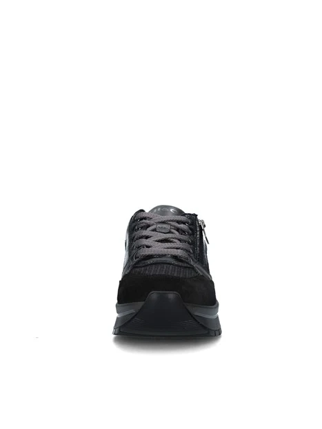 SNEAKERS PLATFORM IN CAMOSCIO DONNA NERO