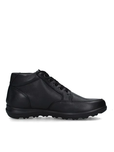 SNEAKERS ALTE IN PELLE CON ZIP E LACCI UOMO NERO