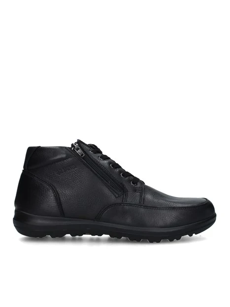 SNEAKERS ALTE IN PELLE CON ZIP E LACCI UOMO NERO