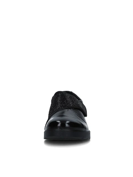 SNEAKERS SLIP ON CON BRILLANTINI SU STRAPPO DONNA NERO