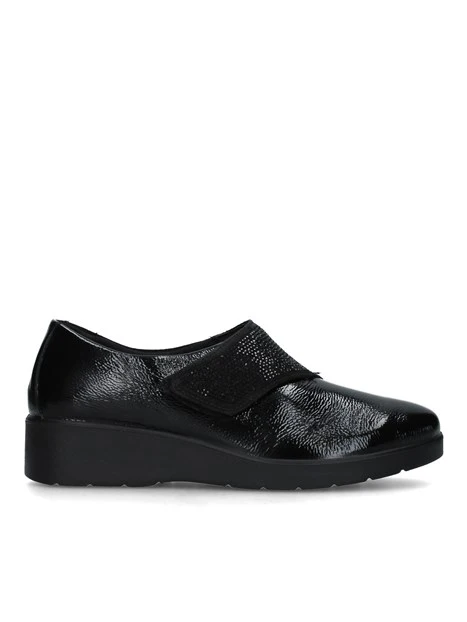 SNEAKERS SLIP ON CON BRILLANTINI SU STRAPPO DONNA NERO