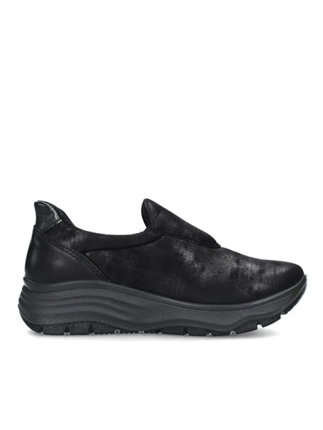 SNEAKERS SLIP ON CON SOLETTA IN PELLE DONNA NERO