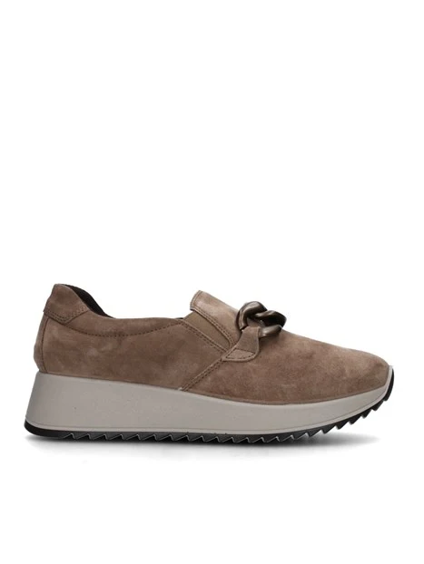 SNEAKERS SLIP ON IN CAMOSCIO CON MORSETTO DONNA BEIGE