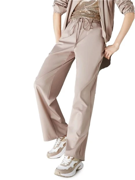 PANTALONI PALAZZO IN TESSUTO TECNICO DONNA BEIGE